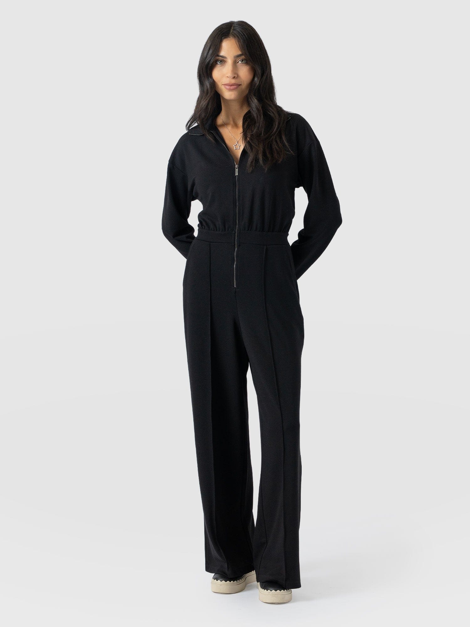 Keller Long Sleeve Jumpsuit - Black - Women's Jumpsuits | Saint + Sofia® USA