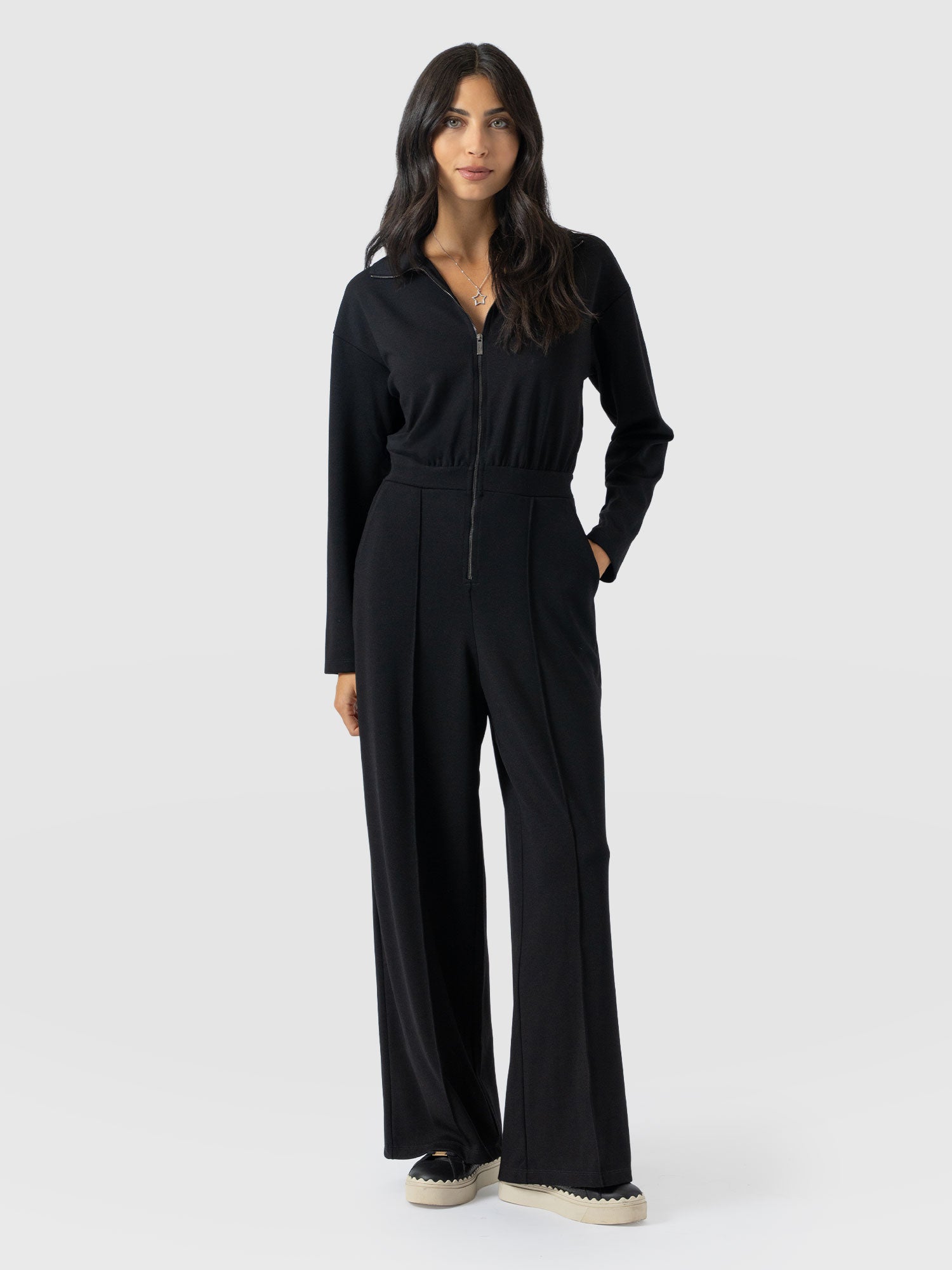 Keller Long Sleeve Jumpsuit - Black - Women's Jumpsuits | Saint + Sofia® USA
