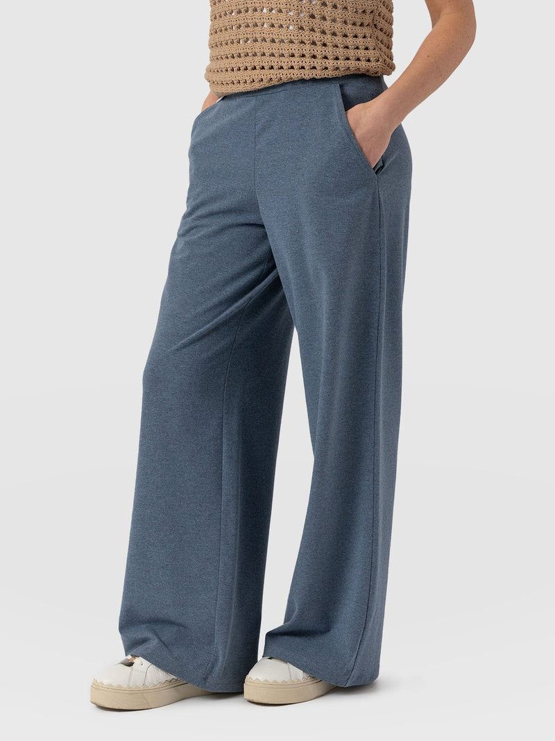 Keller Wide Leg Pant Blue Melange - Women's Trousers | Saint + Sofia® US