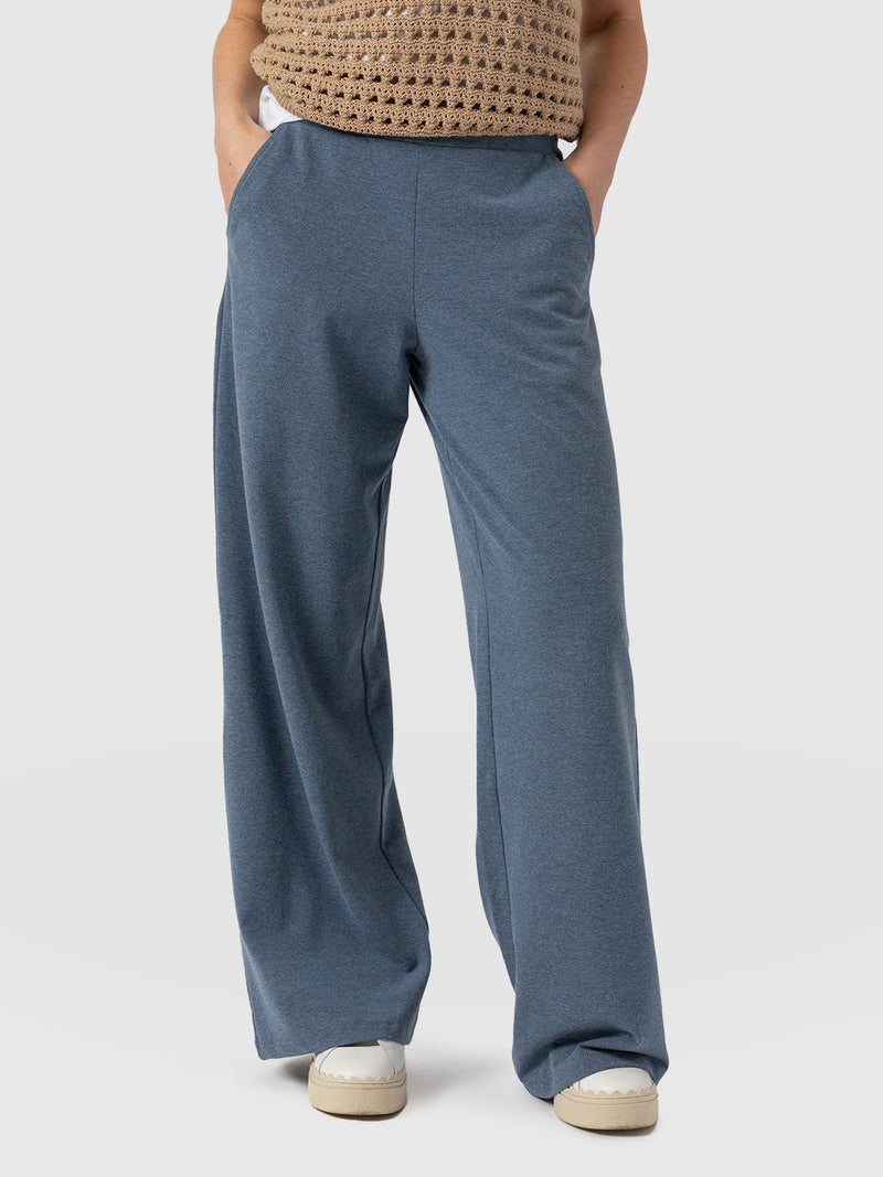 Keller Wide Leg Pant Blue Melange - Women's Trousers | Saint + Sofia® US