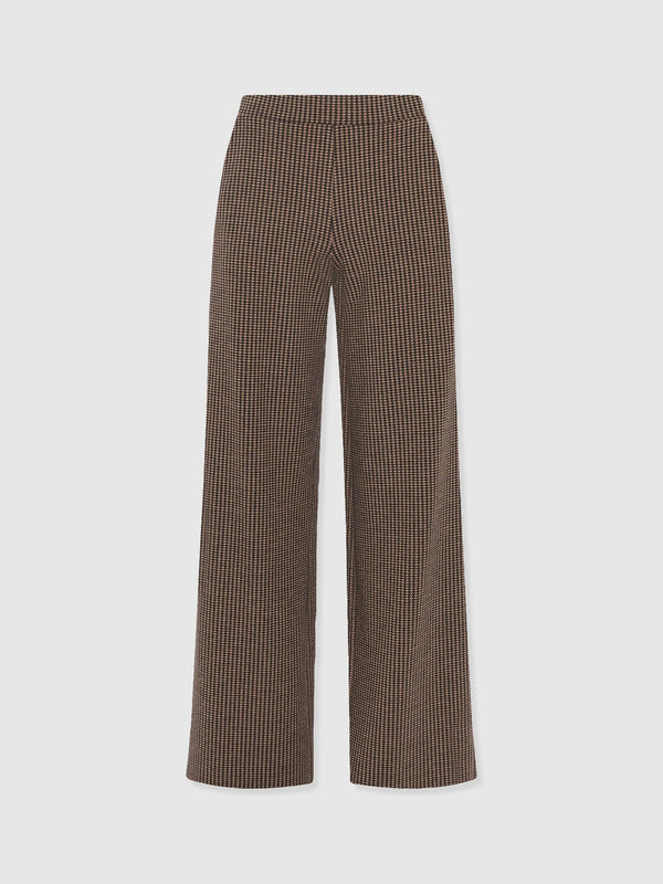 Keller Wide Leg Pant - Brown Mini Houndstooth - Women's Pants | Saint + Sofia® USA