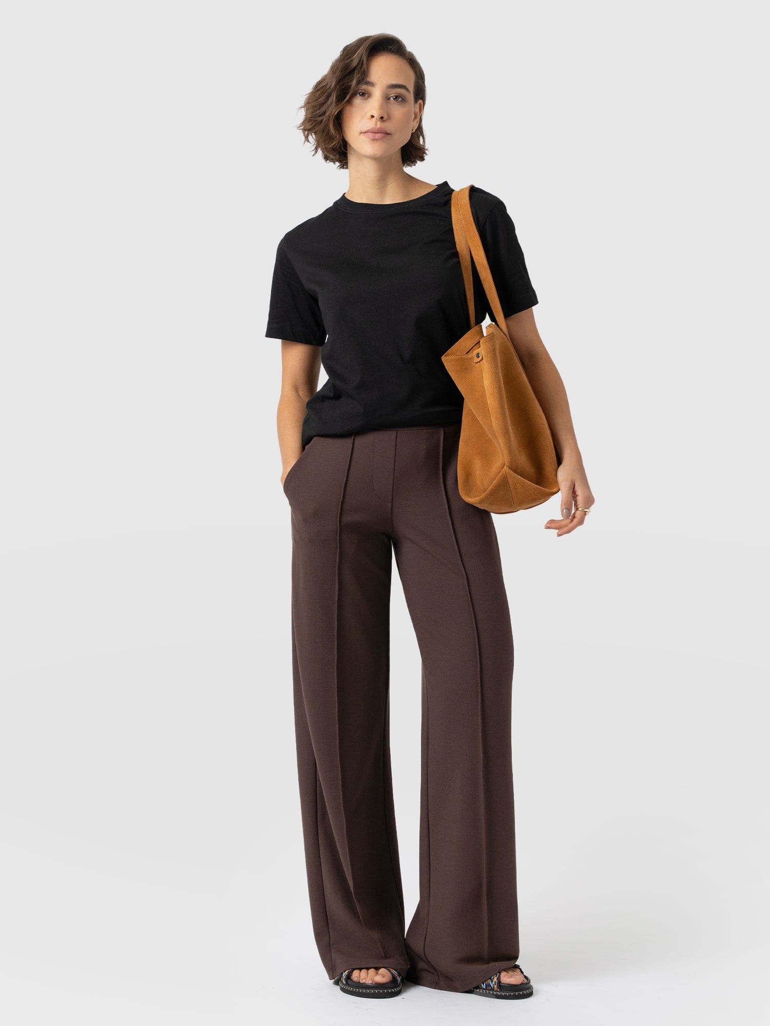 Keller Wide Leg Pant - Brown - Women's Pants | Saint + Sofia® USA