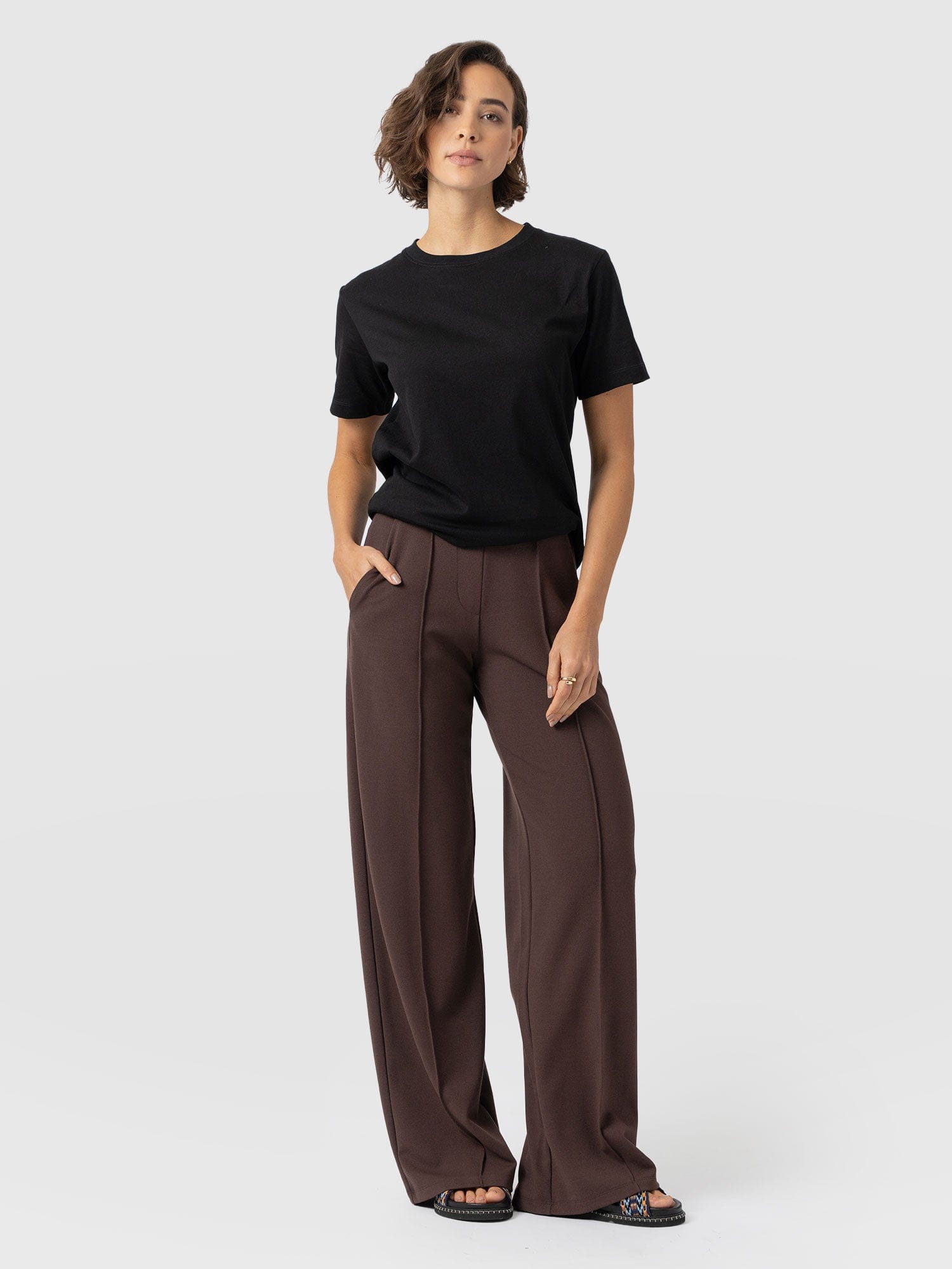 Keller Wide Leg Pant - Brown - Women's Pants | Saint + Sofia® USA