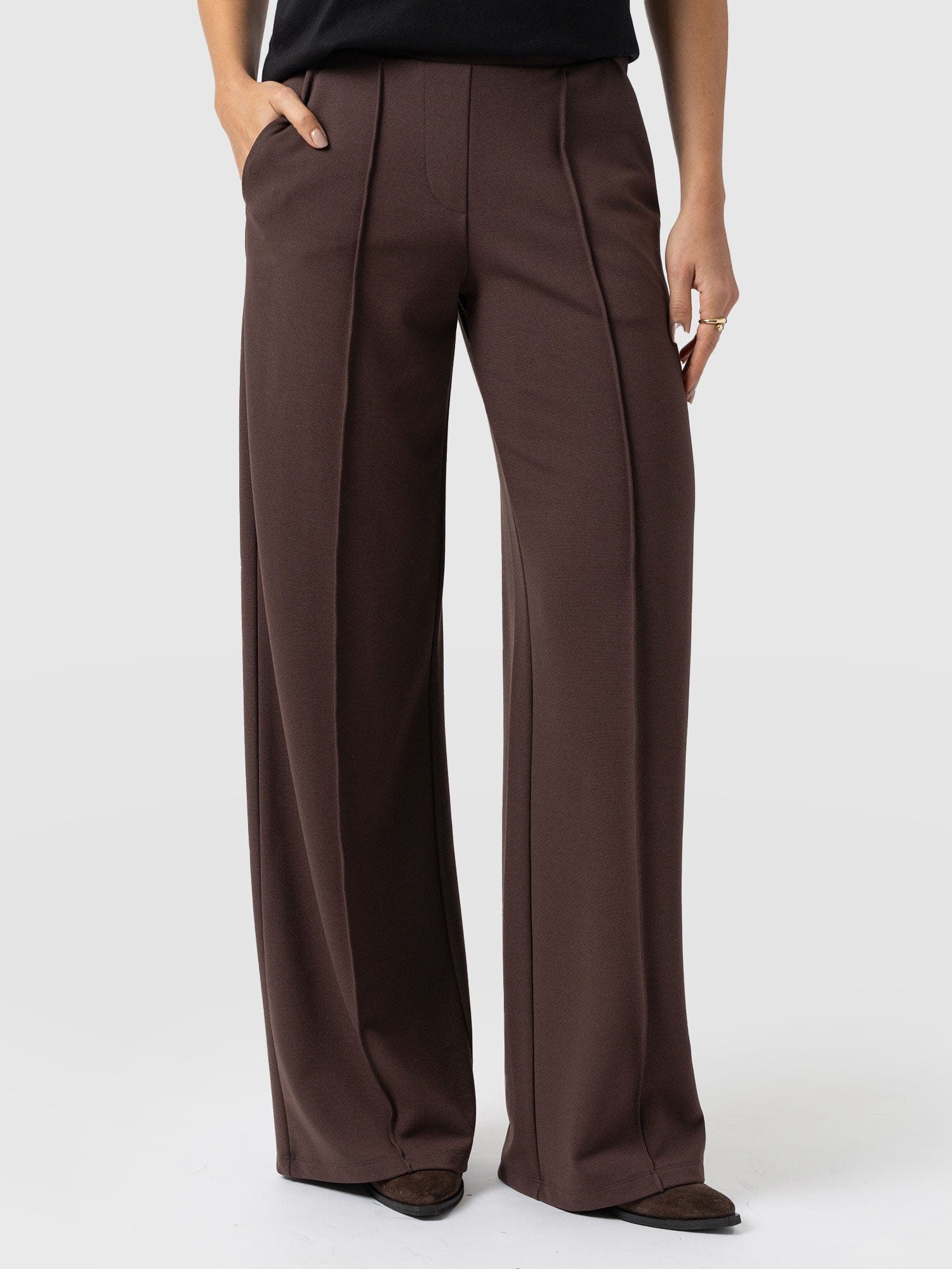 Keller Wide Leg Pant - Brown - Women's Pantss | Saint + Sofia? USA