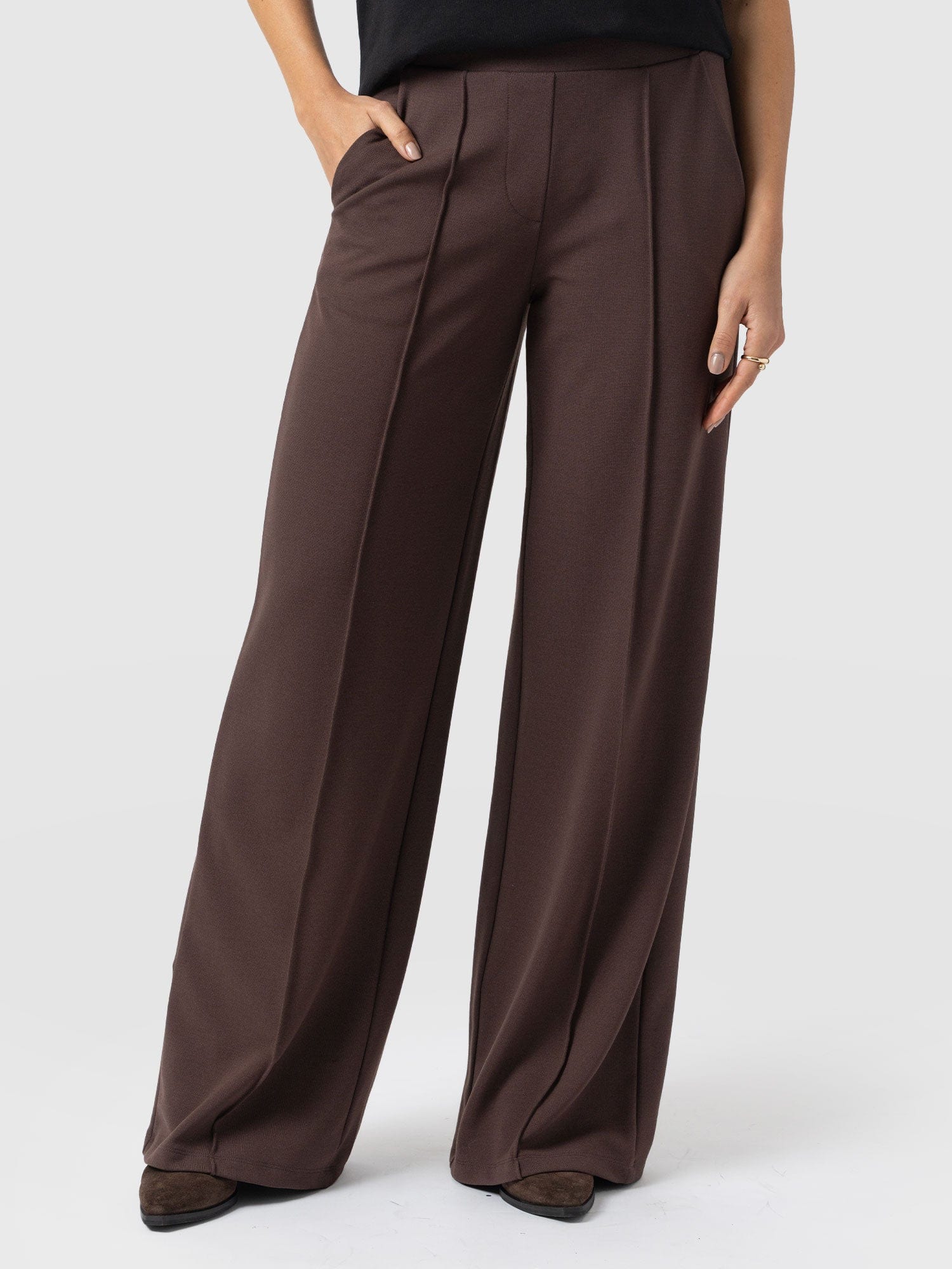 Keller Wide Leg Pant - Brown - Women's Pantss | Saint + Sofia? USA