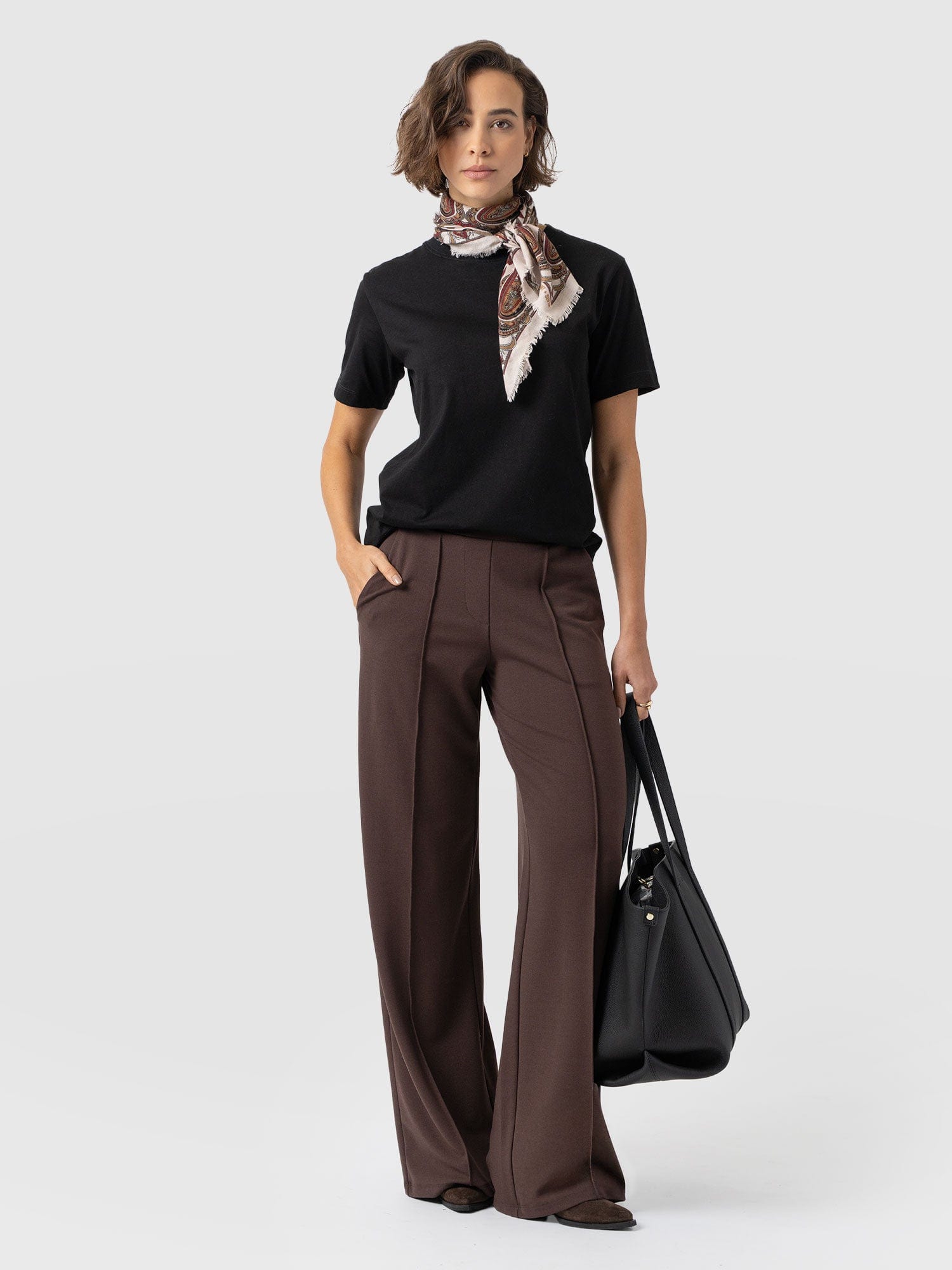 Keller Wide Leg Pant - Brown - Women's Pantss | Saint + Sofia? USA