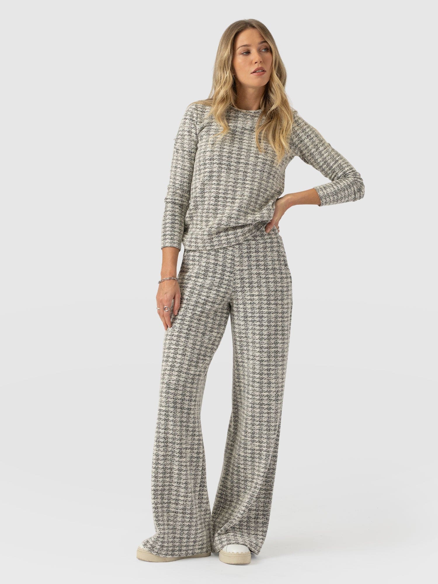 Keller Wide Leg Pant - Cream Boucle - Women's Pants | Saint + Sofia® USA