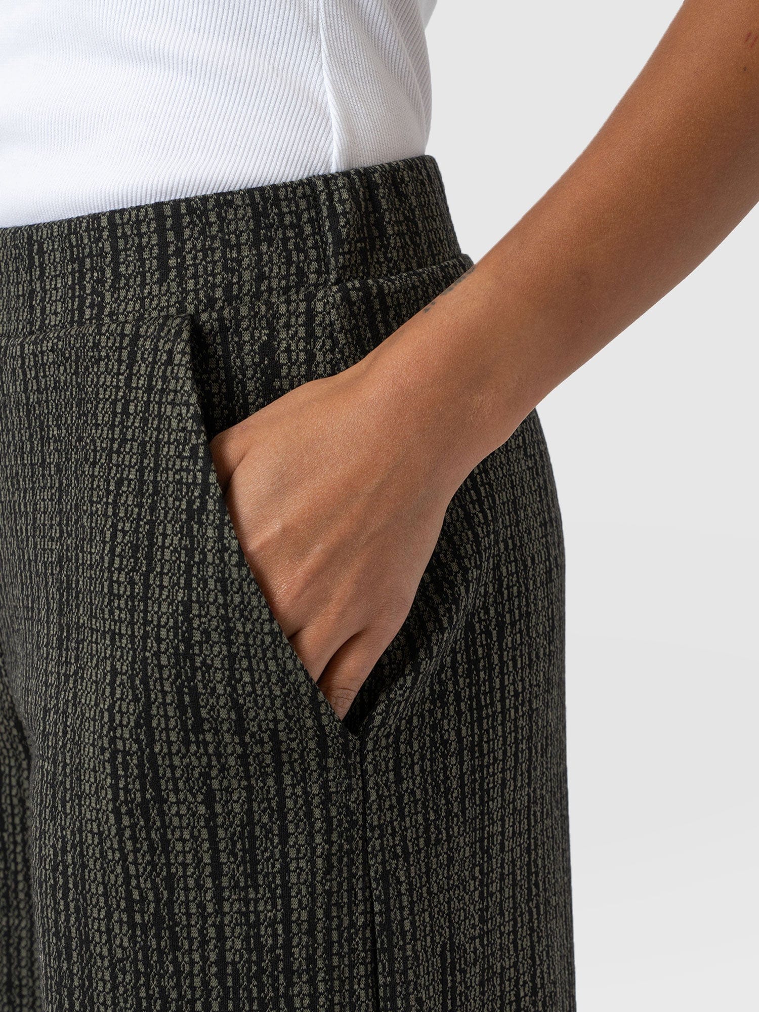 Keller Wide Leg Pant Green Texture - Women's Pants | Saint + Sofia® US