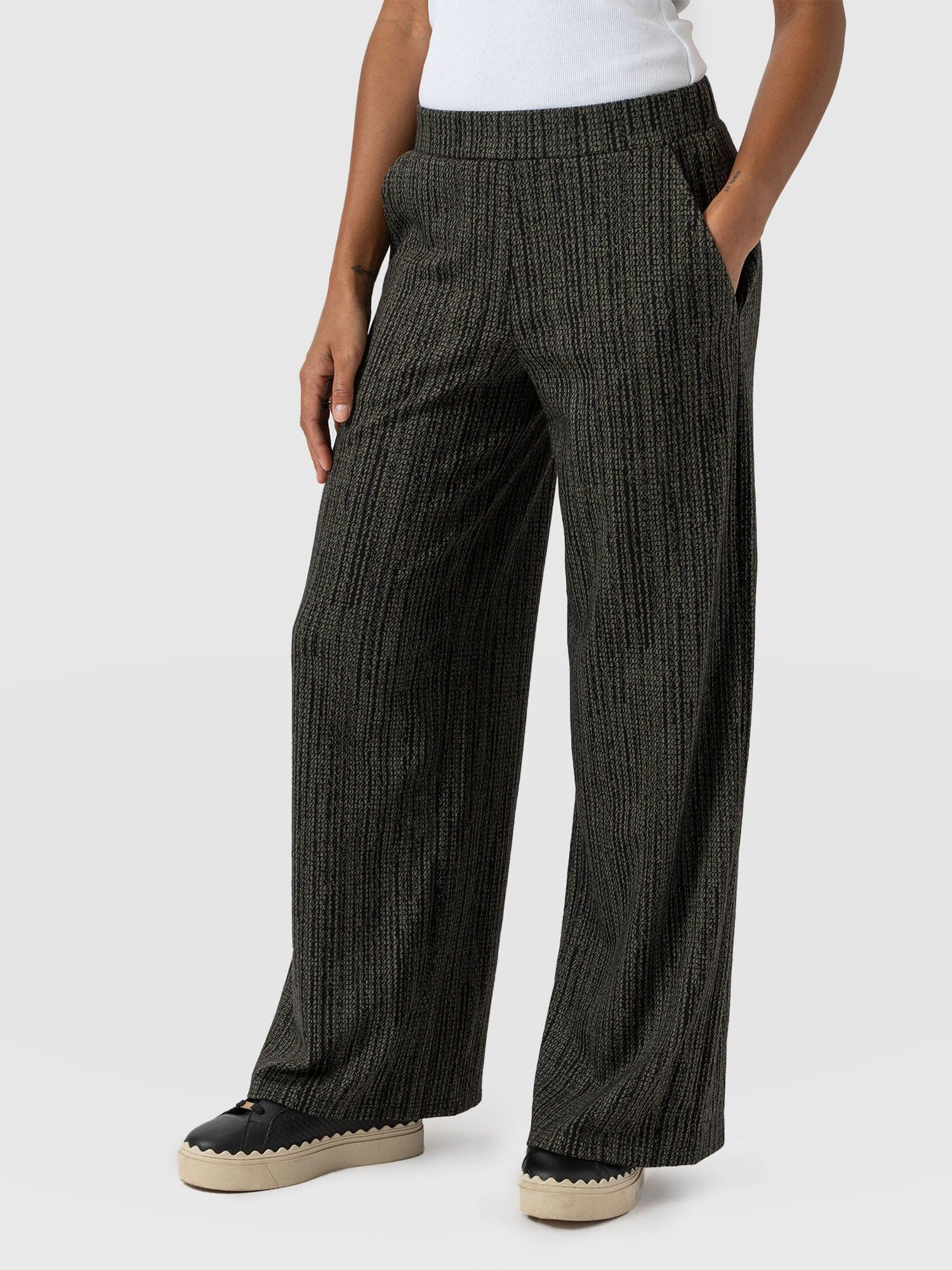 Keller Wide Leg Pant Green Texture - Women's Pants | Saint + Sofia® US