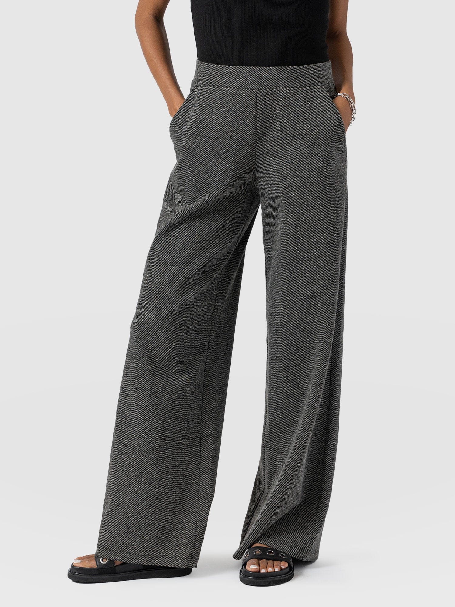 Keller Wide Leg Pant - Grey Twill - Women's Trousers | Saint + Sofia® US