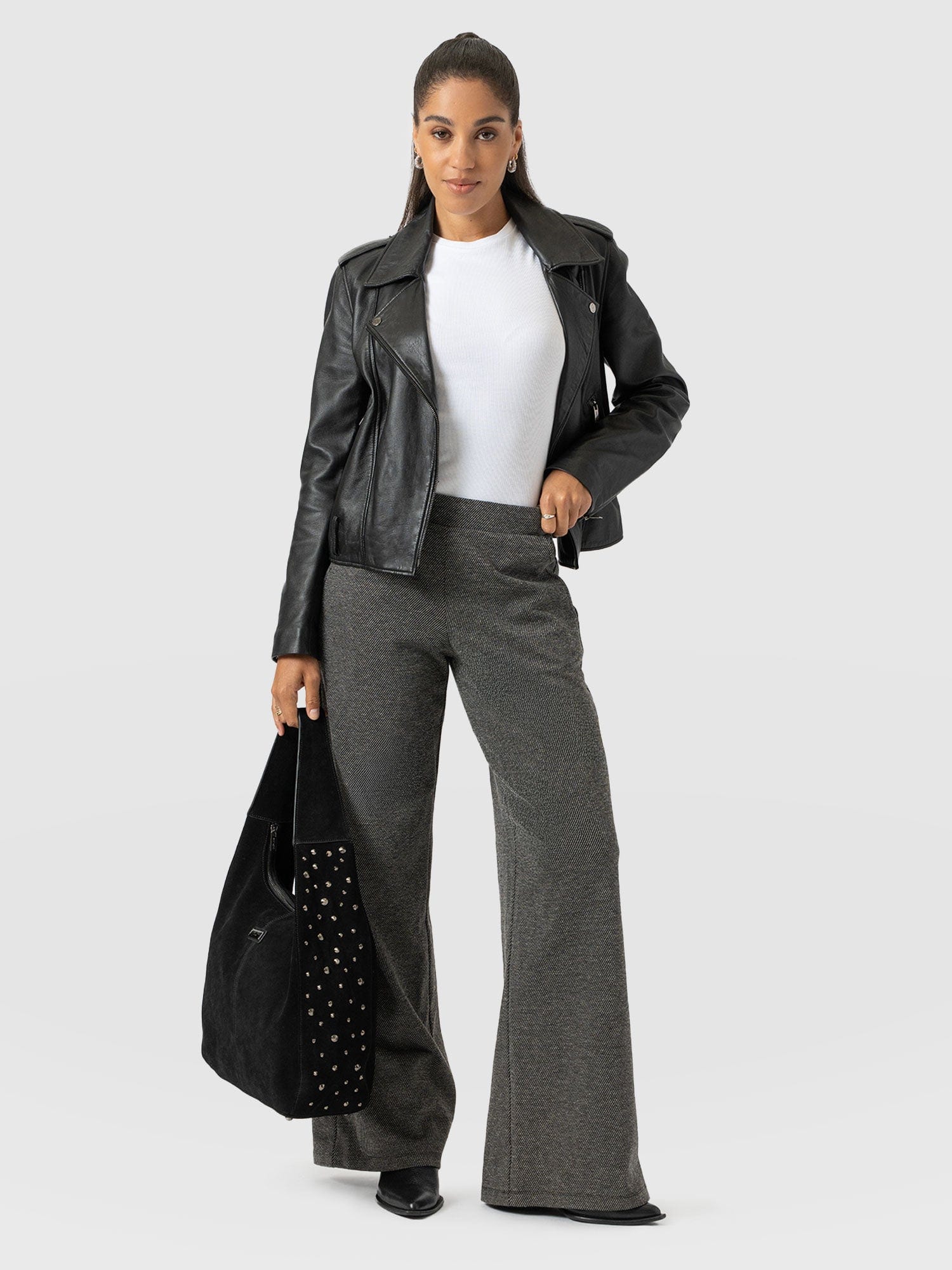 Keller Wide Leg Pant - Grey Twill - Women's Trousers | Saint + Sofia® US