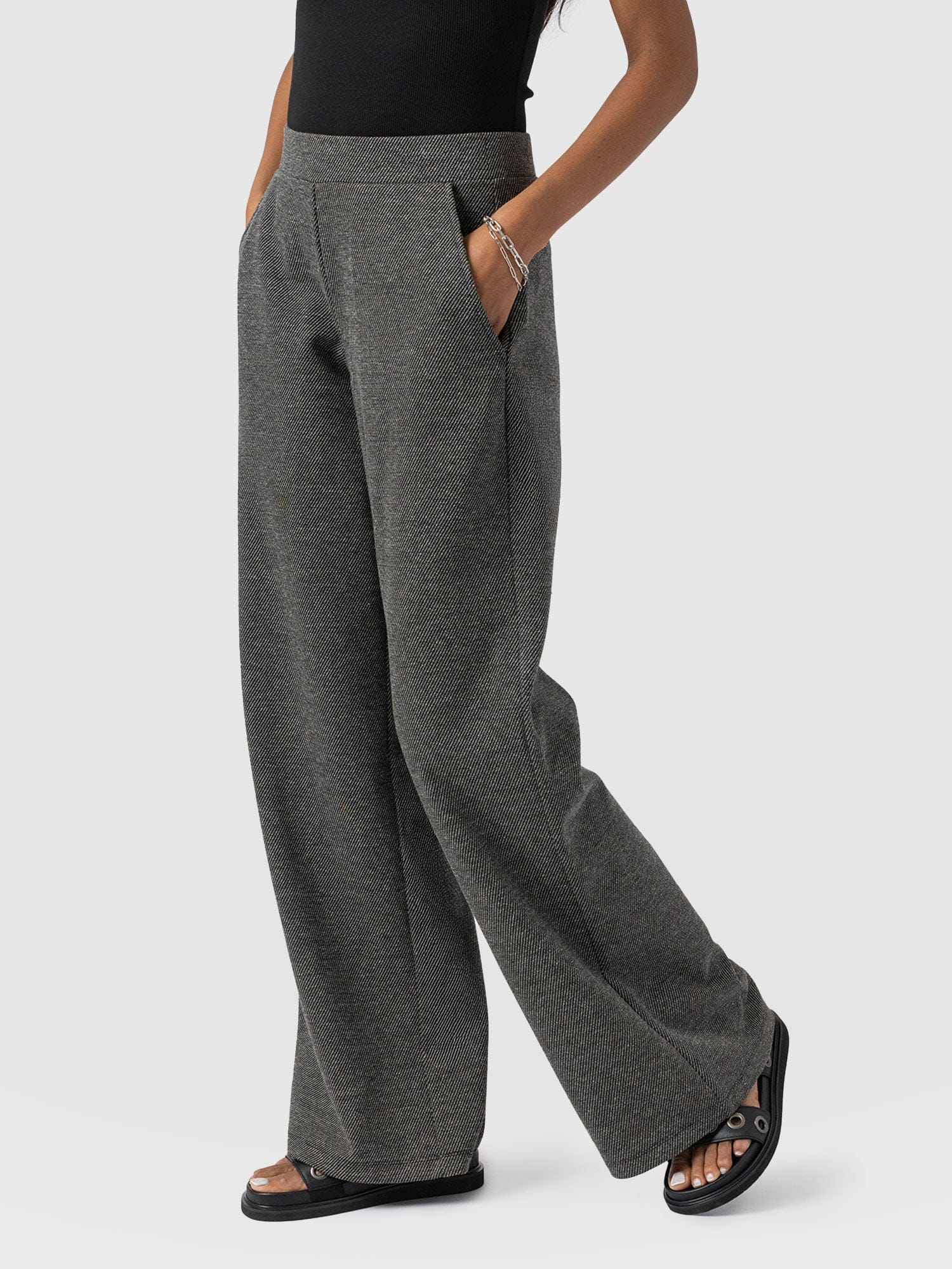 Keller Wide Leg Pant - Grey Twill - Women's Trousers | Saint + Sofia® US