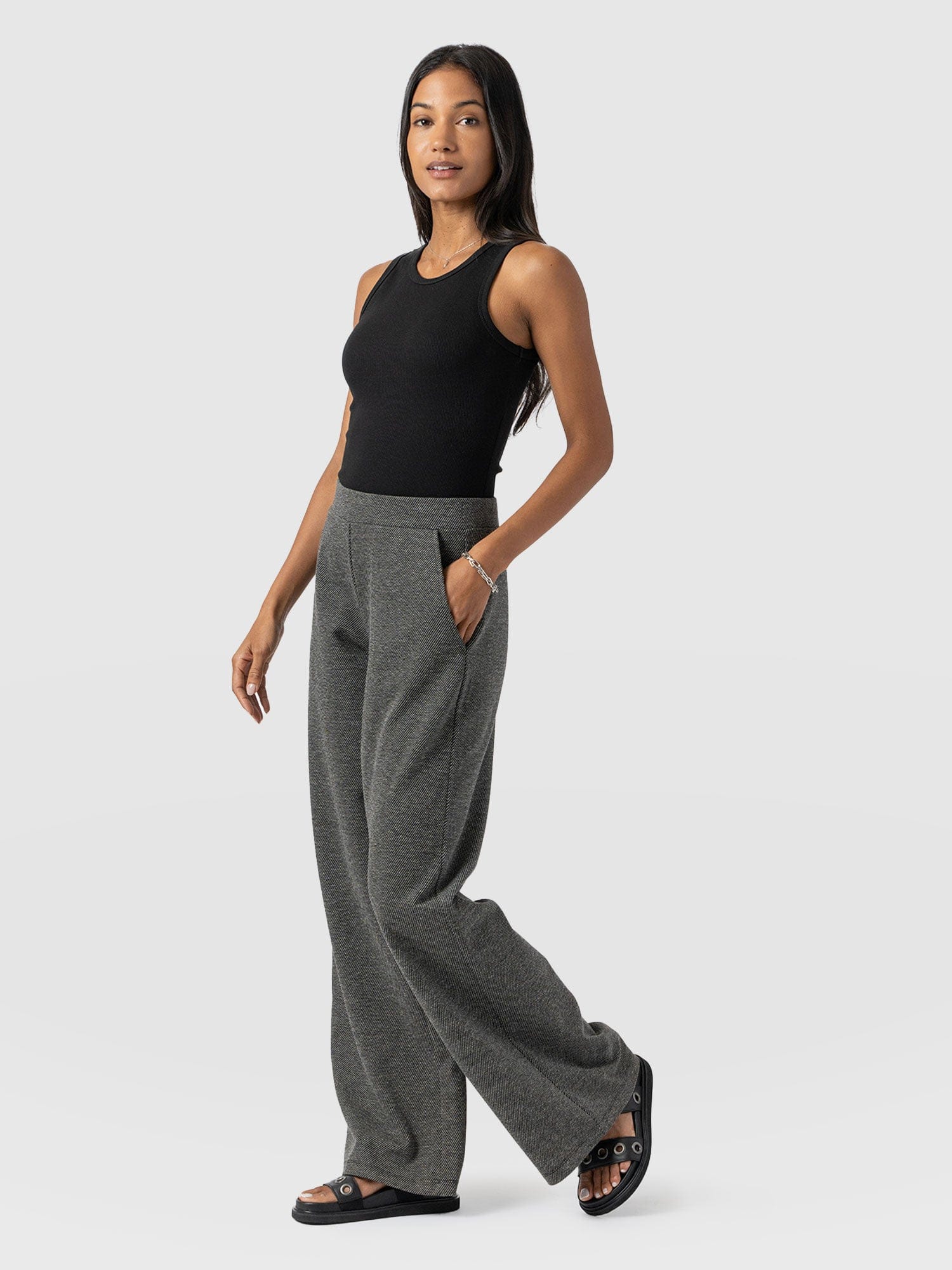 Keller Wide Leg Pant - Grey Twill - Women's Trousers | Saint + Sofia® US
