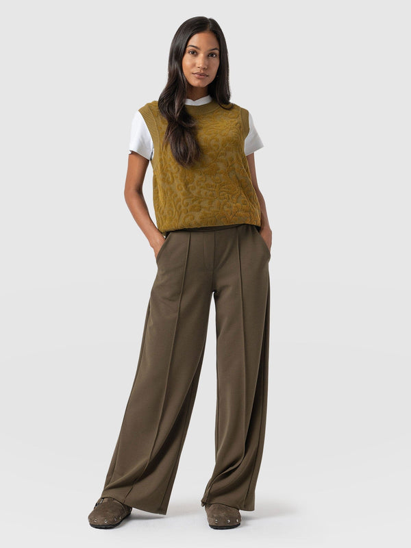 Keller Wide Leg Pant Khaki - Women's Trousers | Saint + Sofia® UK