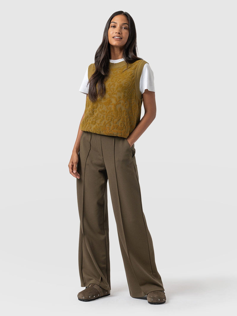 Keller Wide Leg Pant Khaki - Women's Trousers | Saint + Sofia® UK