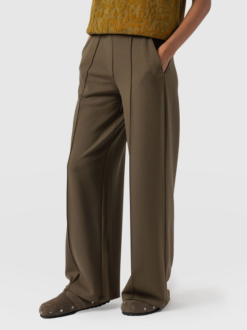 Keller Wide Leg Pant Khaki - Women's Trousers | Saint + Sofia® UK