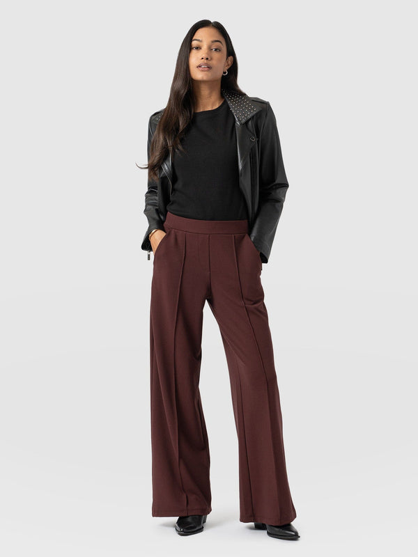 Keller Wide Leg Pant Maroon - Women's Trousers | Saint + Sofia® UK