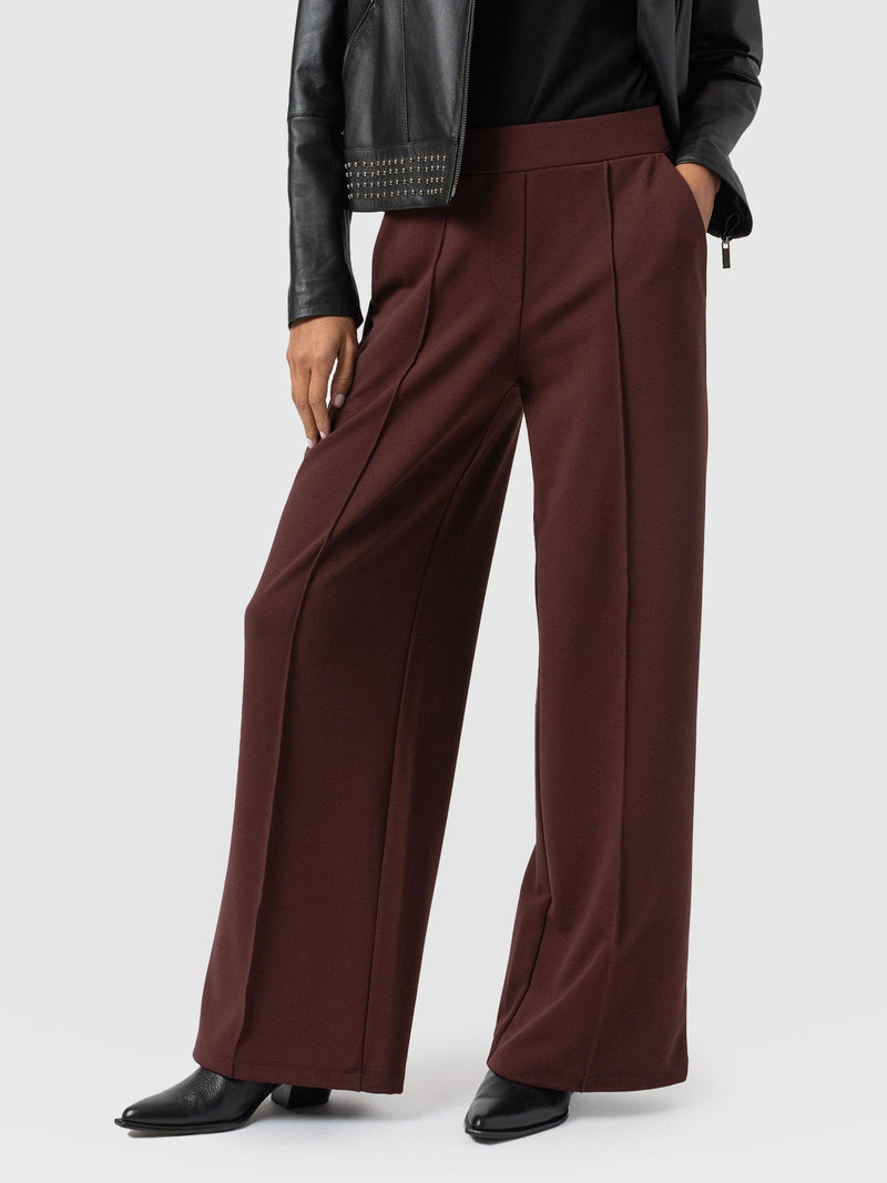 Keller Wide Leg Pant Maroon - Women's Trousers | Saint + Sofia® UK