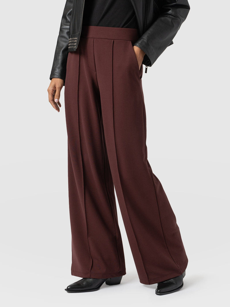 Keller Wide Leg Pant Maroon - Women's Trousers | Saint + Sofia® UK