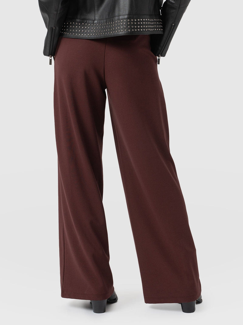 Keller Wide Leg Pant Maroon - Women's Trousers | Saint + Sofia® UK