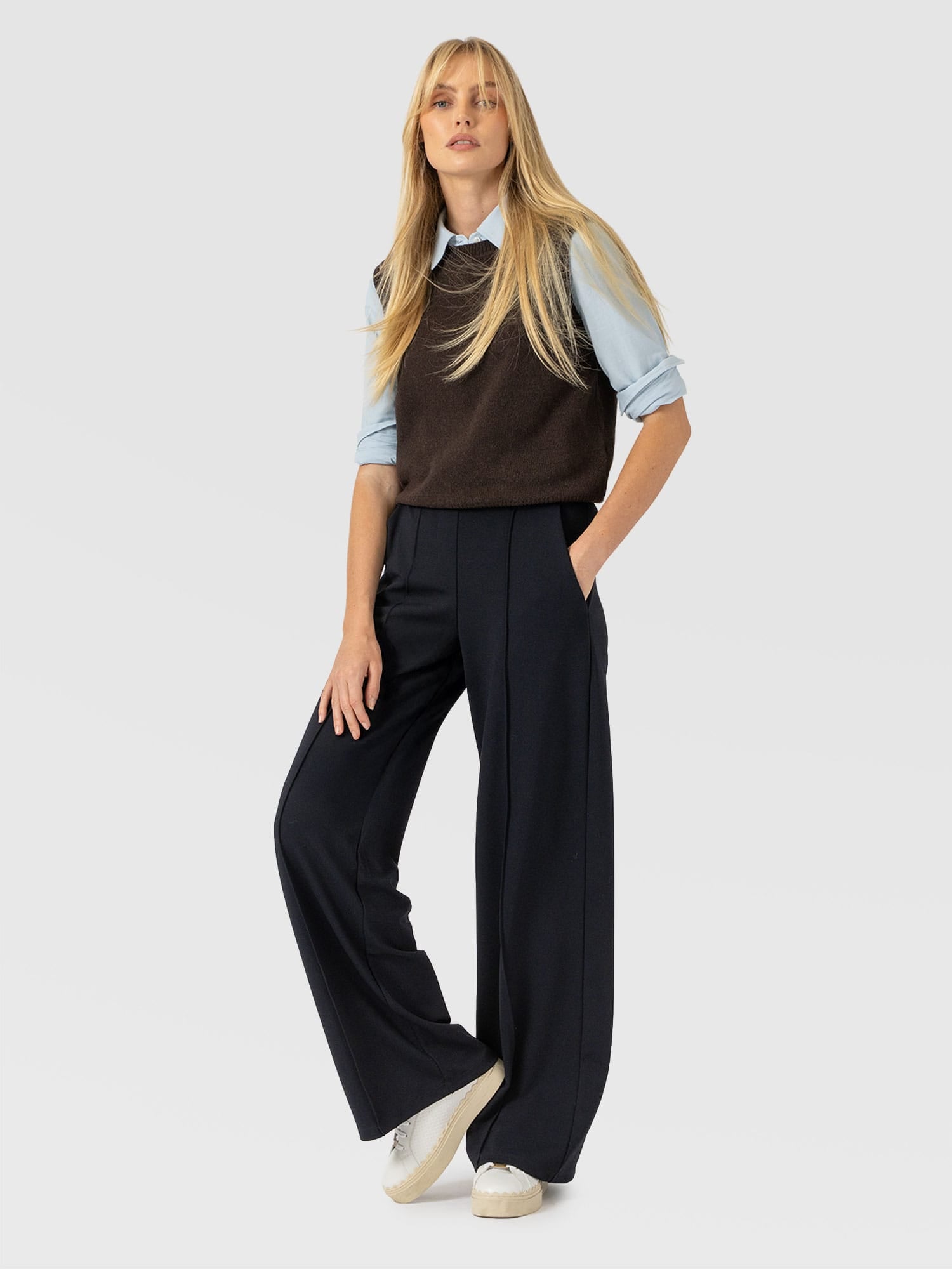Keller Wide Leg Pant Navy - Women's Pants | Saint and Sofia® USA
