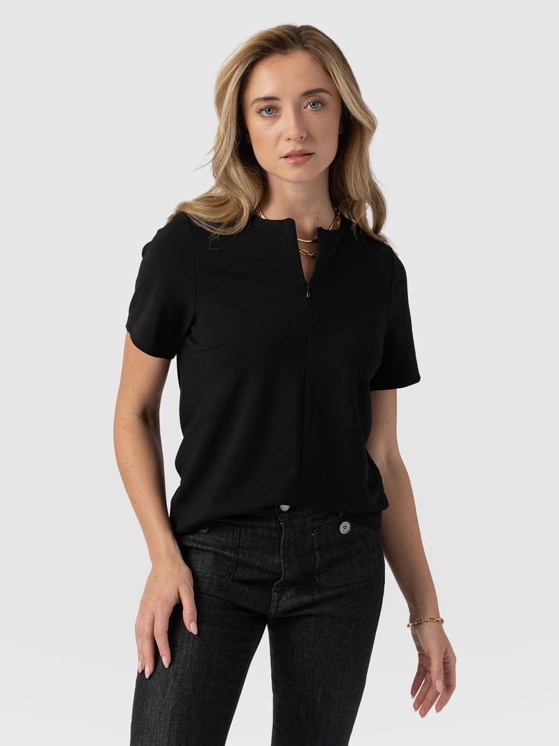 Keller Zip Up Tee Black - Women's T-Shirts | Saint + Sofia® US