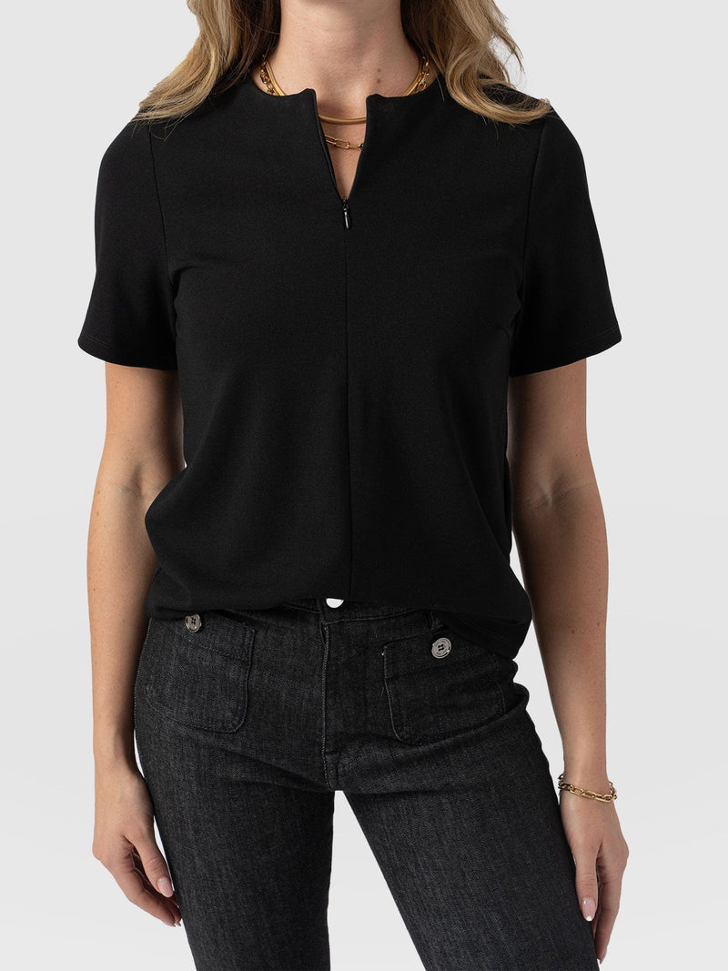 Keller Zip Up Tee Black - Women's T-Shirts | Saint + Sofia® US