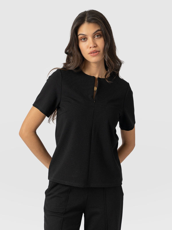 Keller Zip Up Tee Black - Women's T-Shirts | Saint + Sofia® US