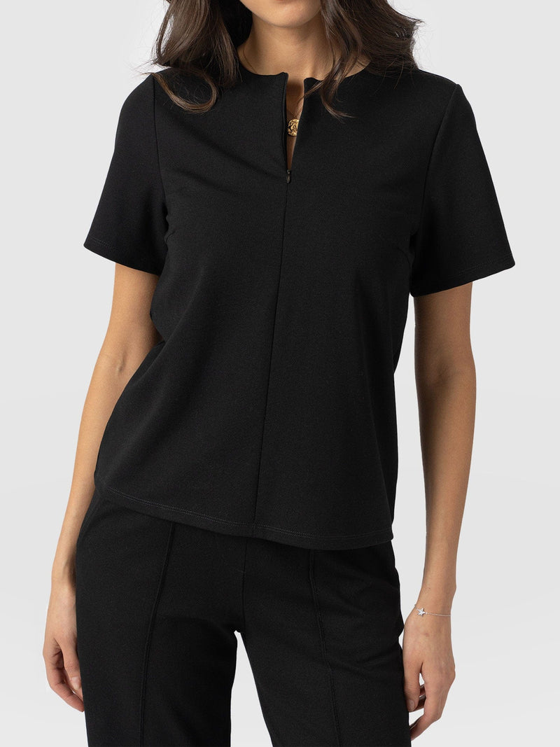 Keller Zip Up Tee Black - Women's T-Shirts | Saint + Sofia® US