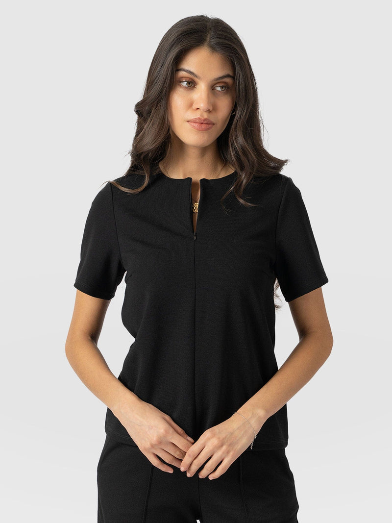 Keller Zip Up Tee Black - Women's T-Shirts | Saint + Sofia® US