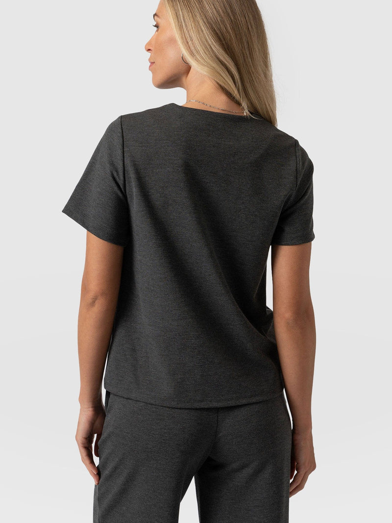 Keller Zip Up Tee Charcoal - Women's T-Shirts | Saint + Sofia® USA