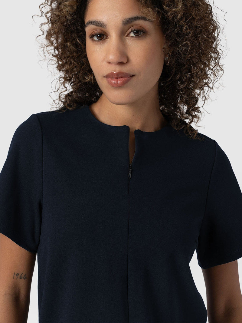 Keller Zip Up Tee Navy - Women's T-Shirts | Saint + Sofia® US