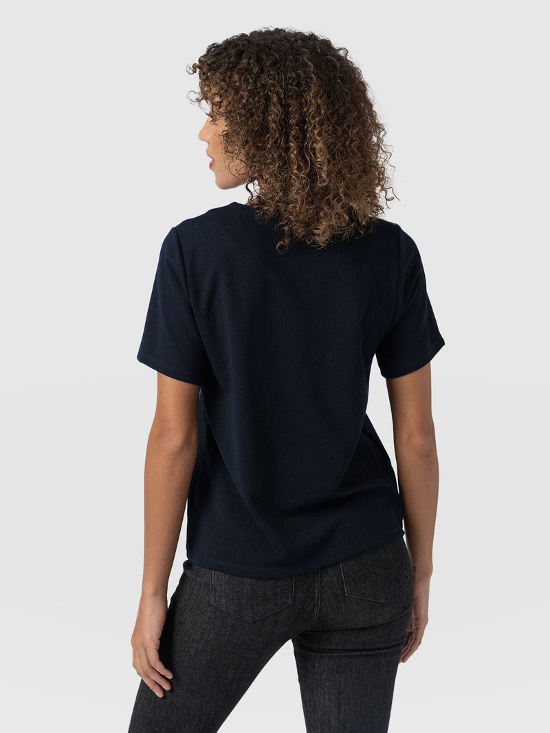 Keller Zip Up Tee Navy - Women's T-Shirts | Saint + Sofia® US