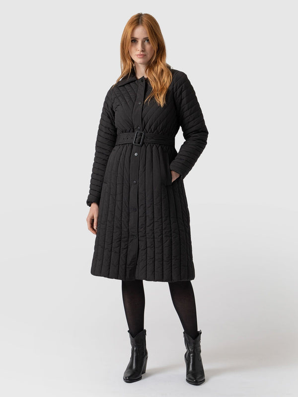 Kelson Quilted Coat Black - Women's Coats | Saint + Sofia® USA