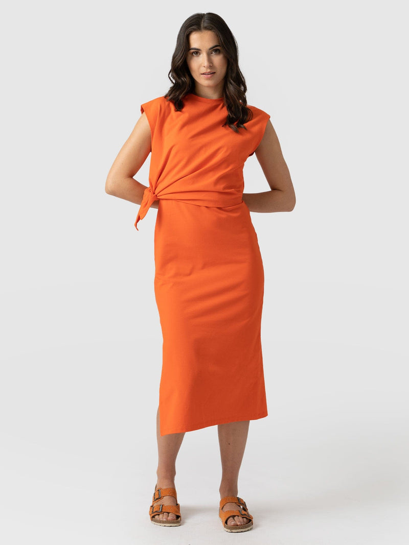 Kensal Knot Dress Mandarin Red - Women's Dresses | Saint + Sofia® USA