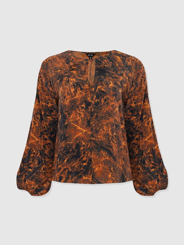 Kristen Blouse - Brown Marble - Women's Blouses | Saint + Sofia® USA
