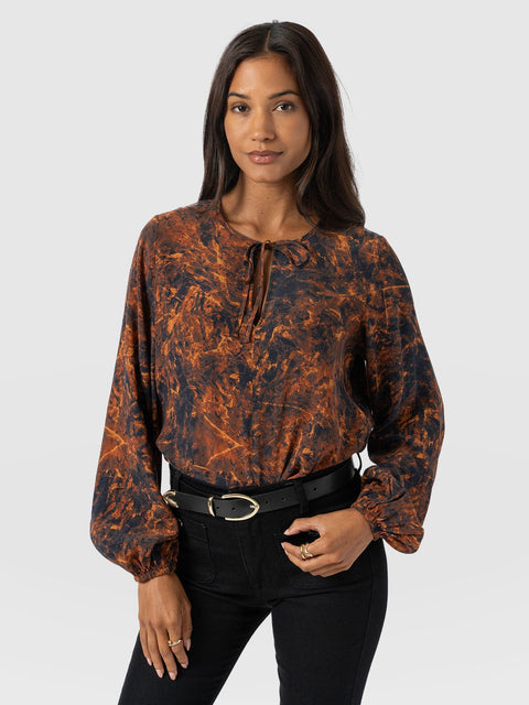 Kristen Blouse - Brown Marble - Women's Blouses | Saint + Sofia® USA