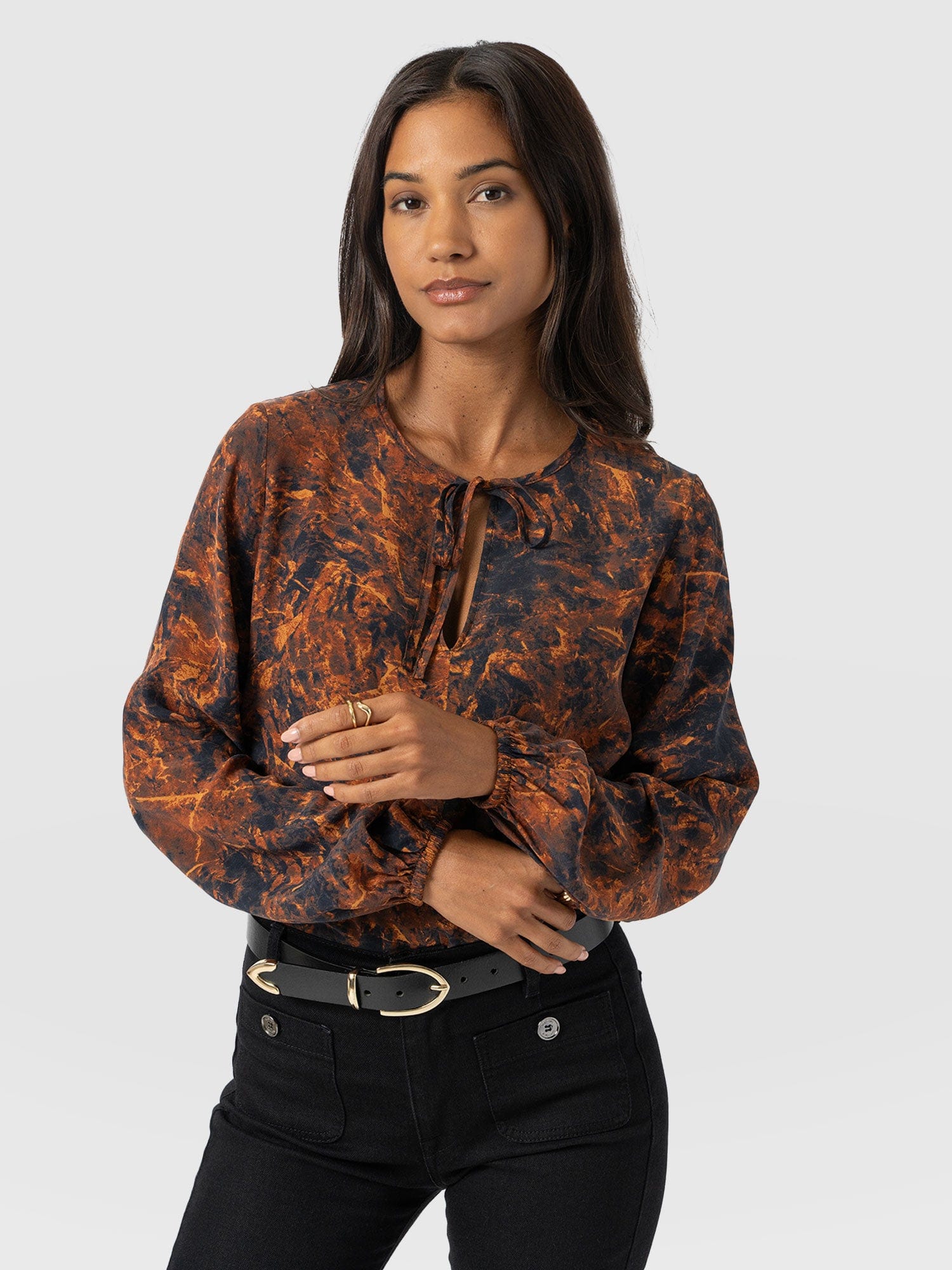 Kristen Blouse - Brown Marble - Women's Blouses | Saint + Sofia® USA