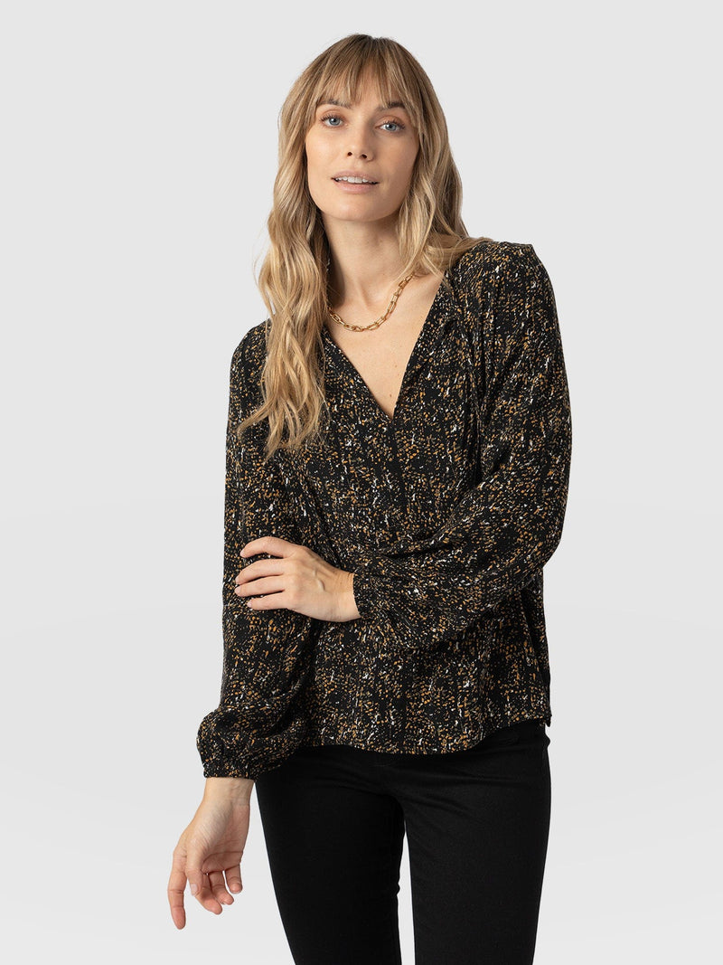 Kristen Blouse Green Ditsy Leopard - Women's Blouses | Saint + Sofia® US