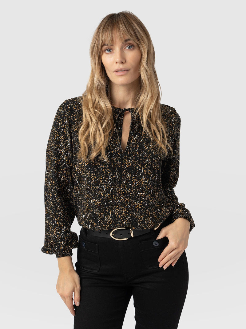 Kristen Blouse Green Ditsy Leopard - Women's Blouses | Saint + Sofia® US