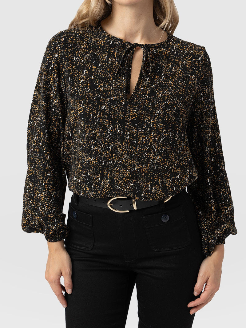 Kristen Blouse Green Ditsy Leopard - Women's Blouses | Saint + Sofia® US