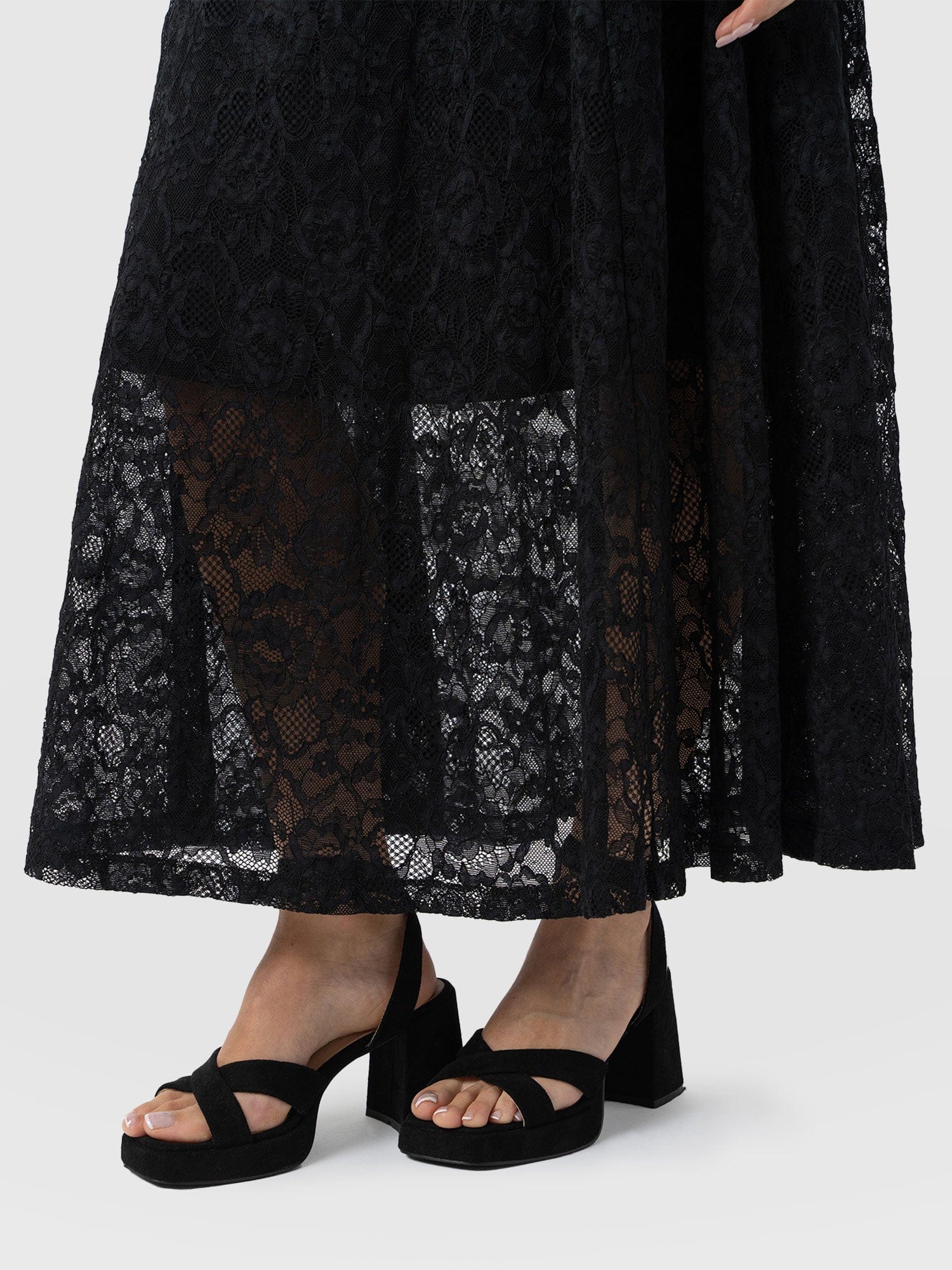 Lana A - Line Skirt - Black Lace - Women's Skirts | Saint + Sofia® USA