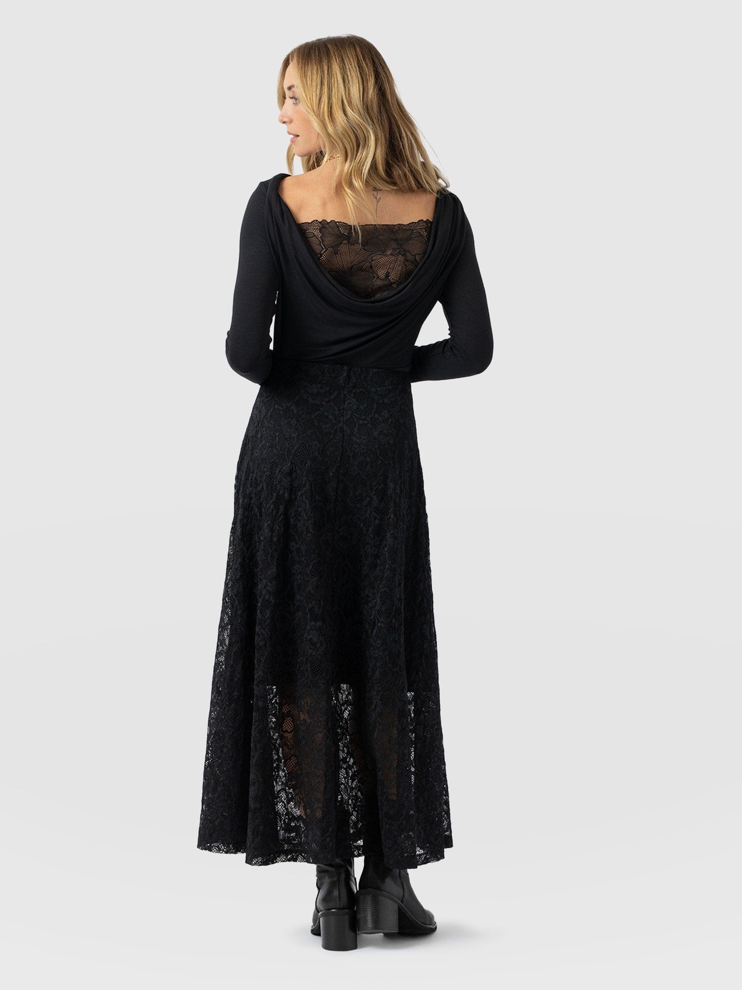 Lana A - Line Skirt - Black Lace - Women's Skirts | Saint + Sofia® USA