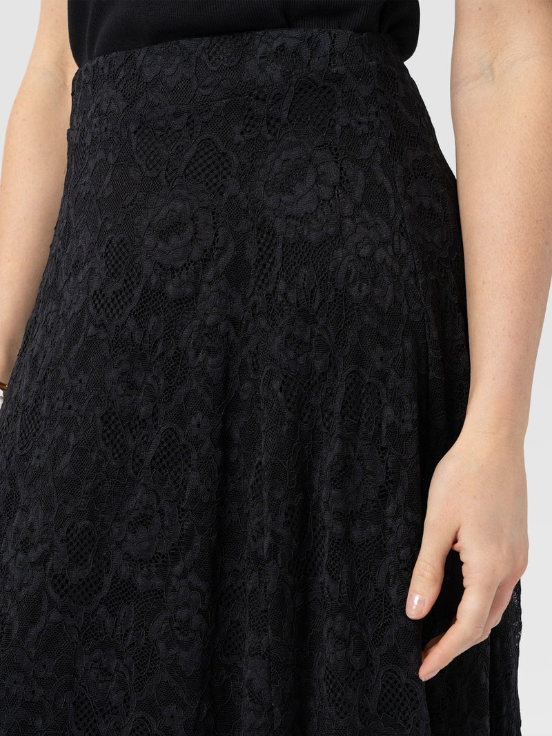 Lana A - Line Skirt - Black Lace - Women's Skirts | Saint + Sofia® USA