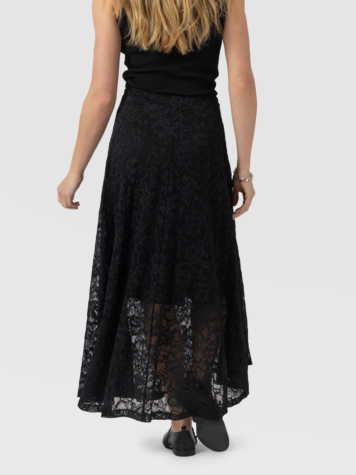 Lana A - Line Skirt - Black Lace - Women's Skirts | Saint + Sofia® USA