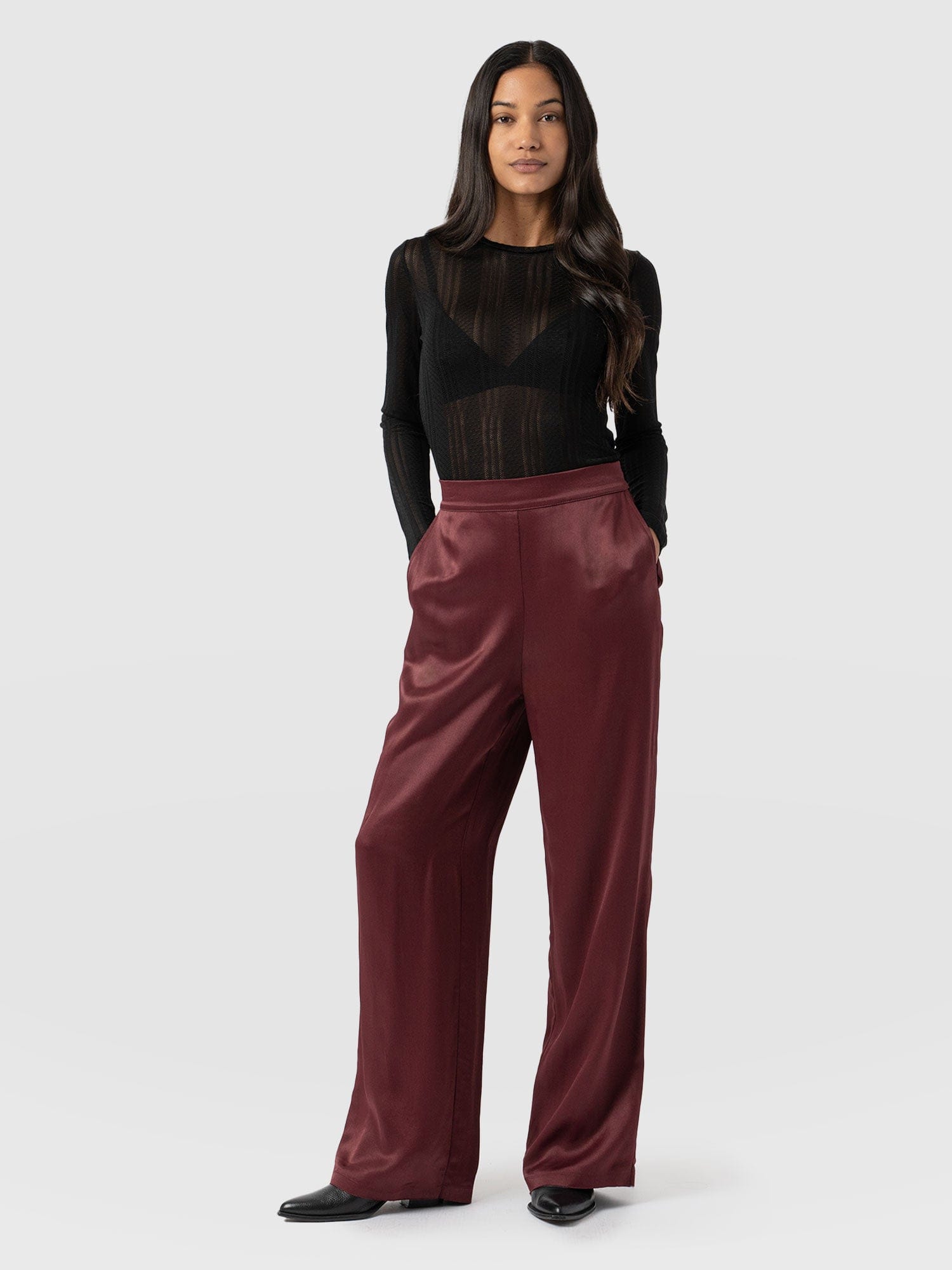 Langley Wide Leg Pant Maroon - Women's Pants | Saint + Sofia® US