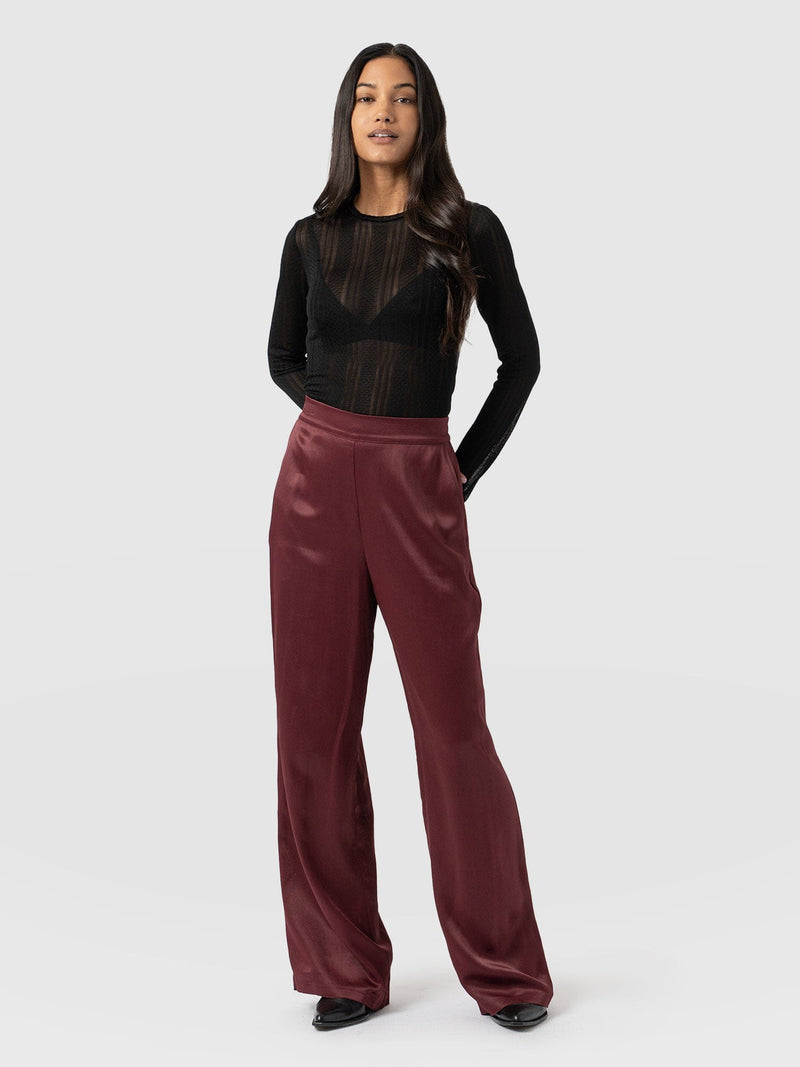 Langley Wide Leg Pant Maroon - Women's Pants | Saint + Sofia® US