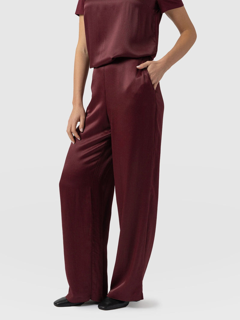 Langley Wide Leg Pant Maroon - Women's Pants | Saint + Sofia® US