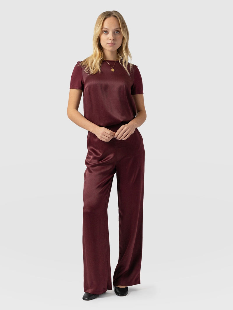 Langley Wide Leg Pant Maroon - Women's Pants | Saint + Sofia® US