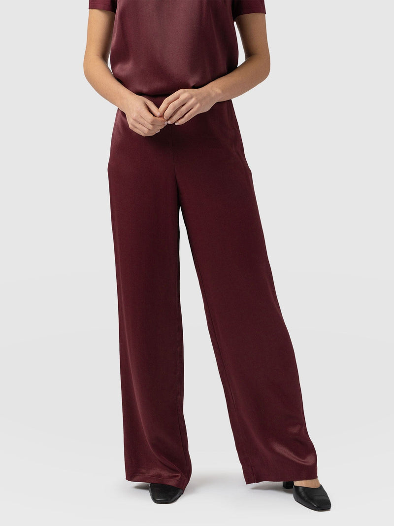 Langley Wide Leg Pant Maroon - Women's Pants | Saint + Sofia® US